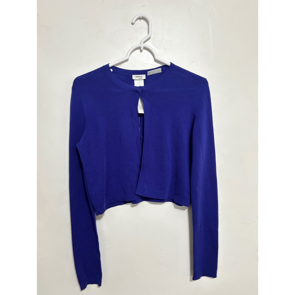 Akris Punto Royal Blue 100% Wool Cropped Cardigan Sweater Saks Exclusive M
